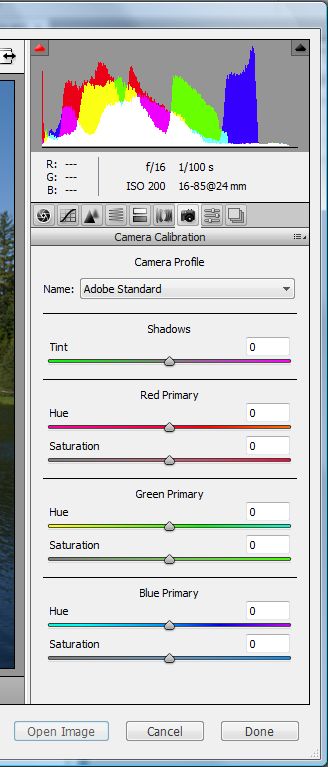 Camera Calibration Menu Default